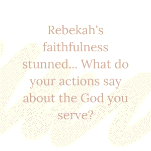 rebekah in the bible excerpt with white background, pink font, and pink paint stripe