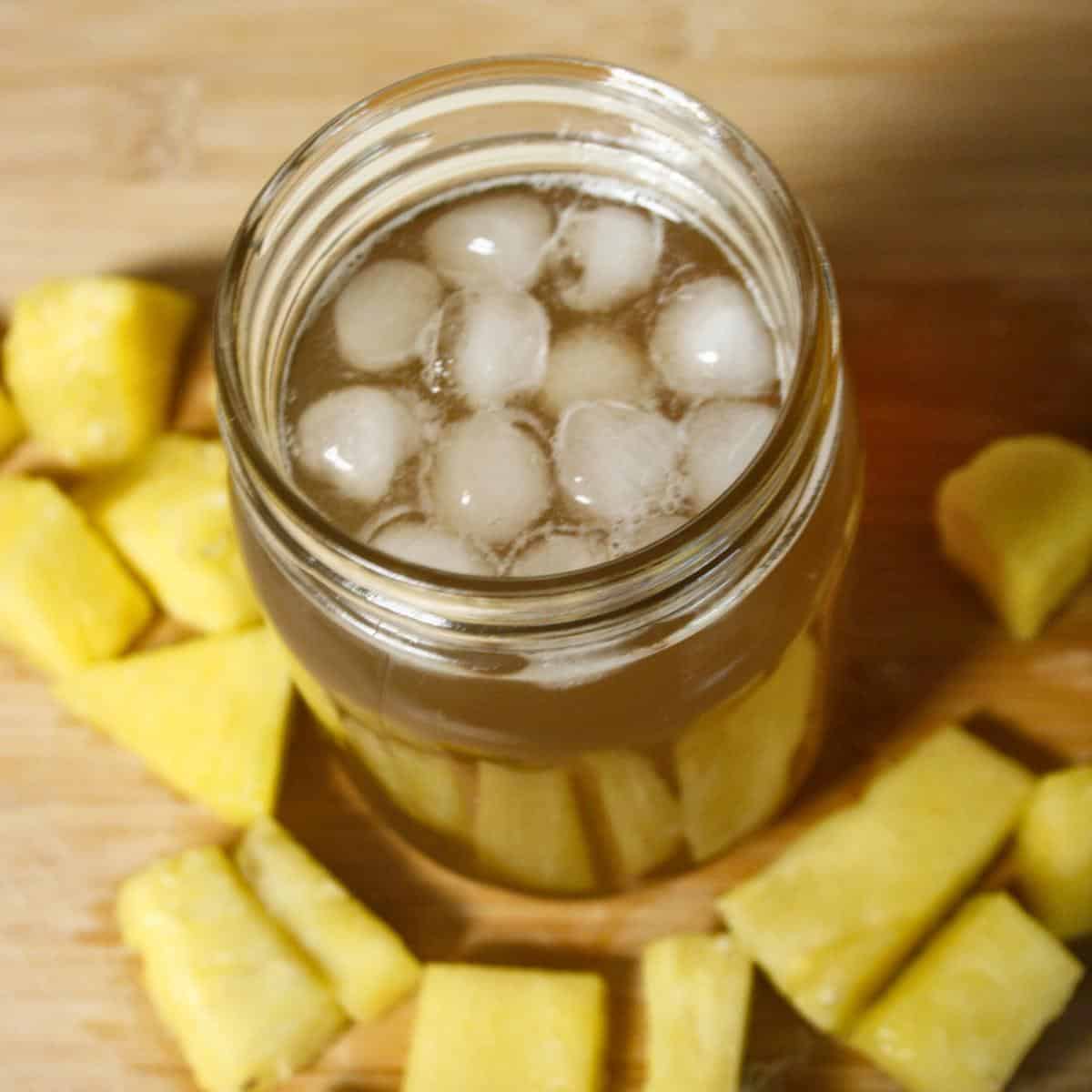 pineapple tea iced in glass jar