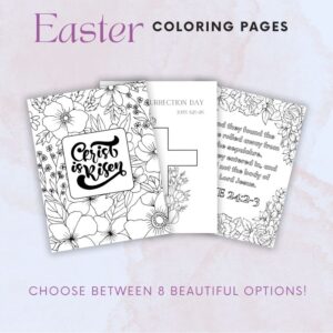 preview of easter coloring pages on purple and blue background