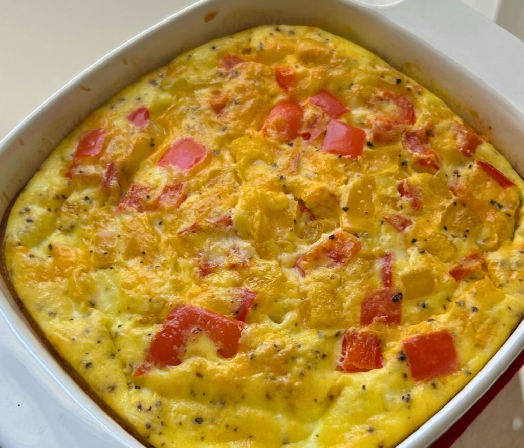 Vegetable egg casserole with peppers and tomatoes