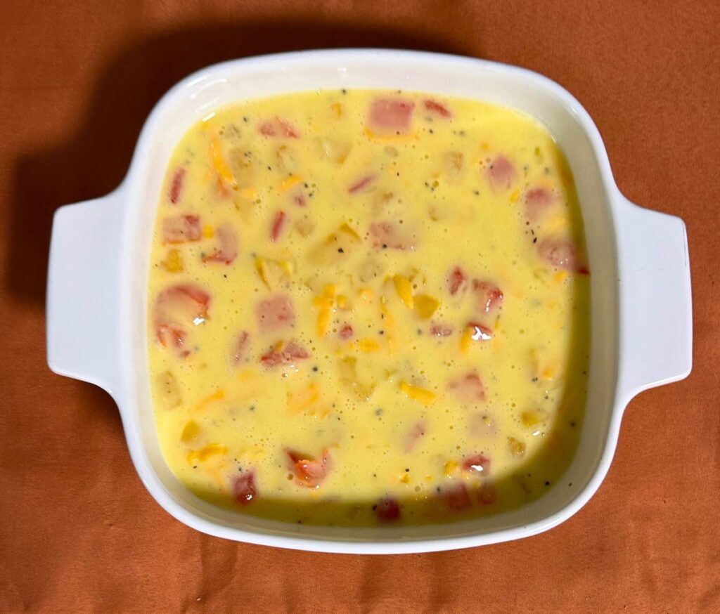 Vegetable egg casserole with peppers and tomatoes